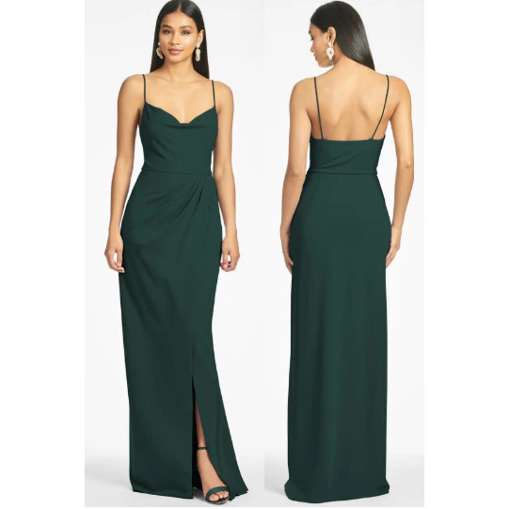 NWT Sachin & Babi Paulina Sleeveless Cowl Neck Bridesmaid Gown Emerald Women 16W - Picture 2 of 7